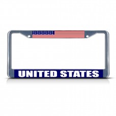 UNITED STATES FLAG Metal License Plate Frame Tag Border Two Holes   322191185237